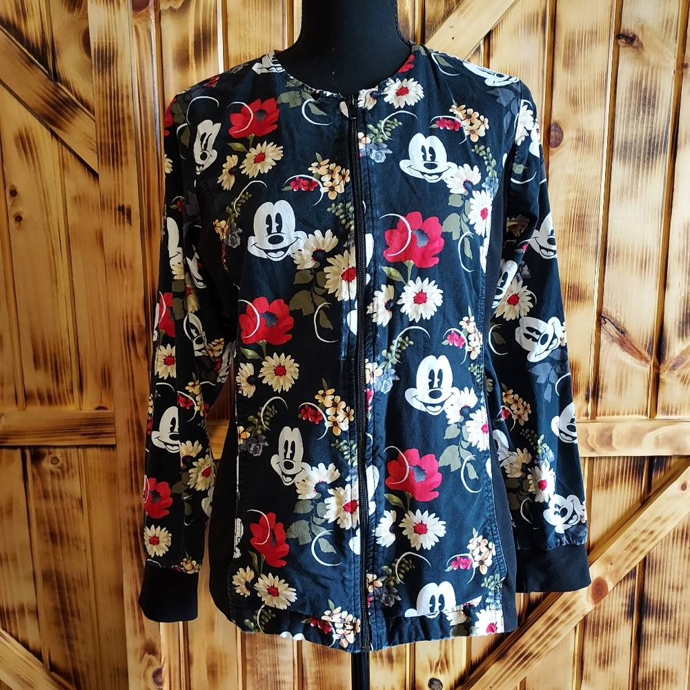 Disney floral Mickey lightweight zip up jacket size XS
